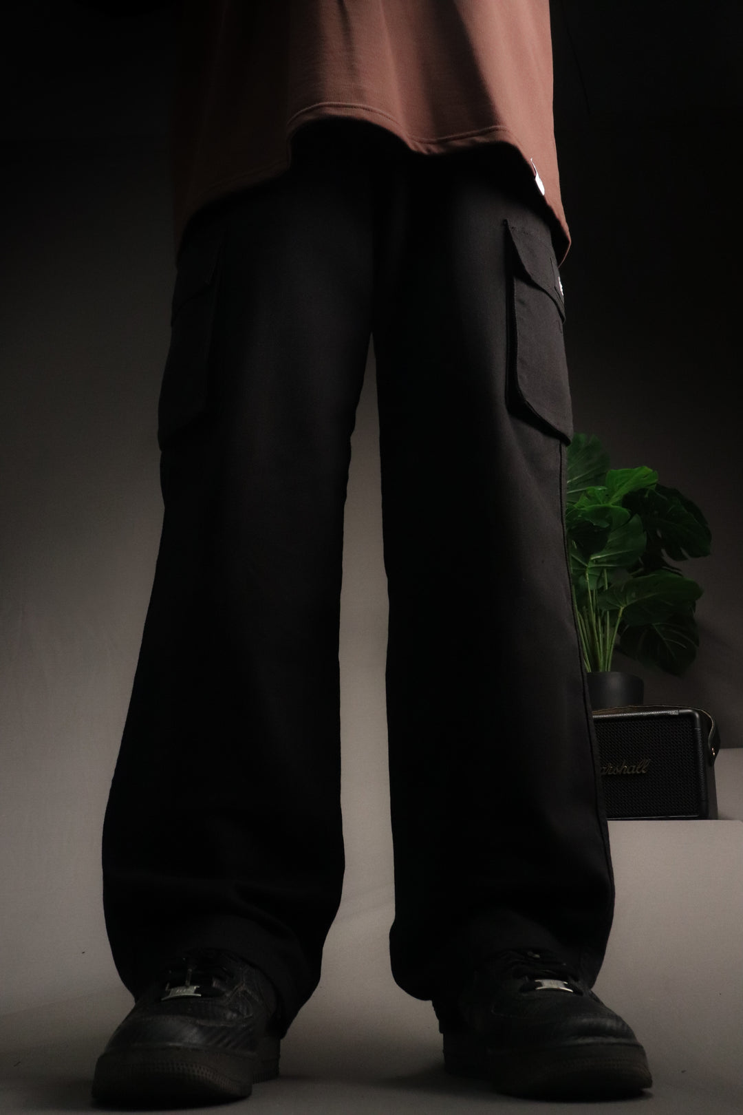 Black - PIE Wide Leg Premium Cargo Pants