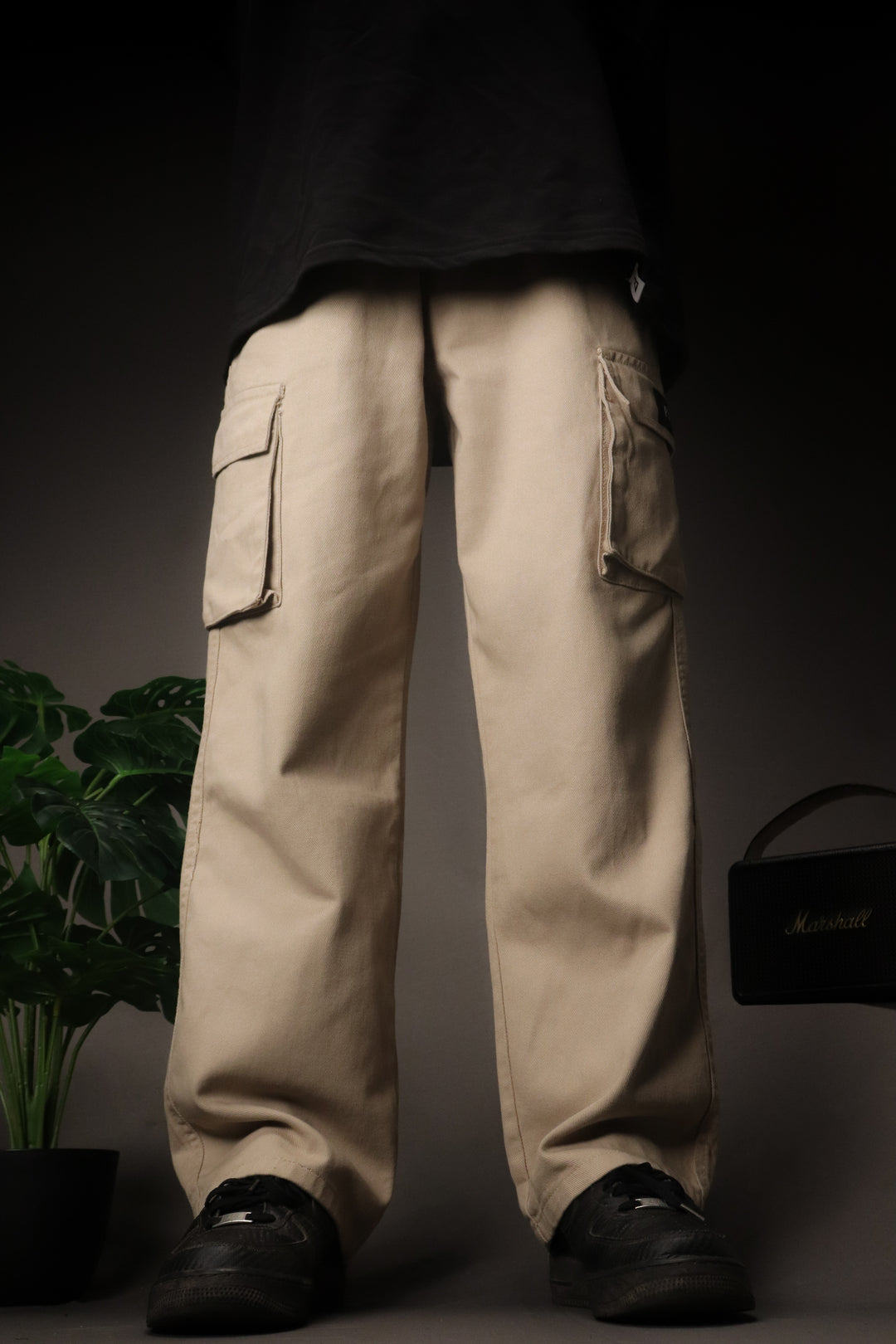 Beige - PIE Wide Leg Premium Cargo Pants