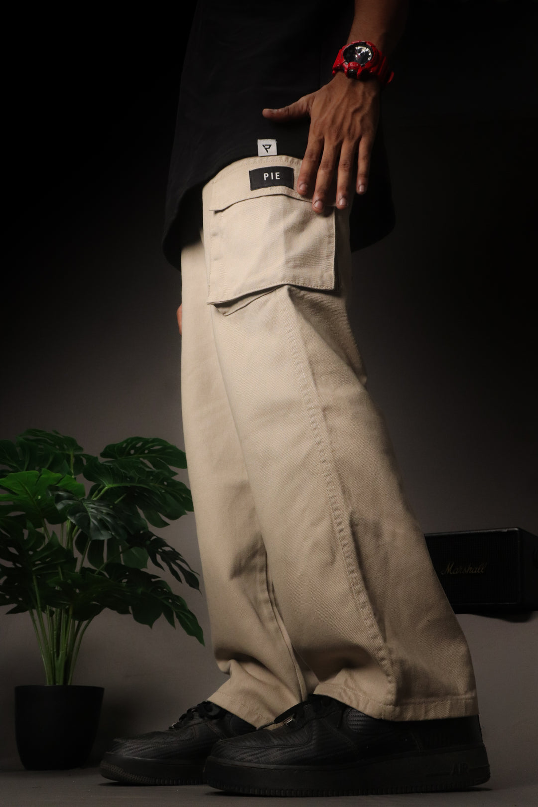 Beige - PIE Wide Leg Premium Cargo Pants