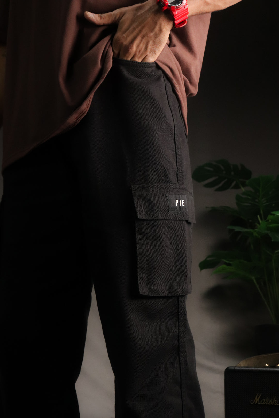 Black - PIE Wide Leg Premium Cargo Pants